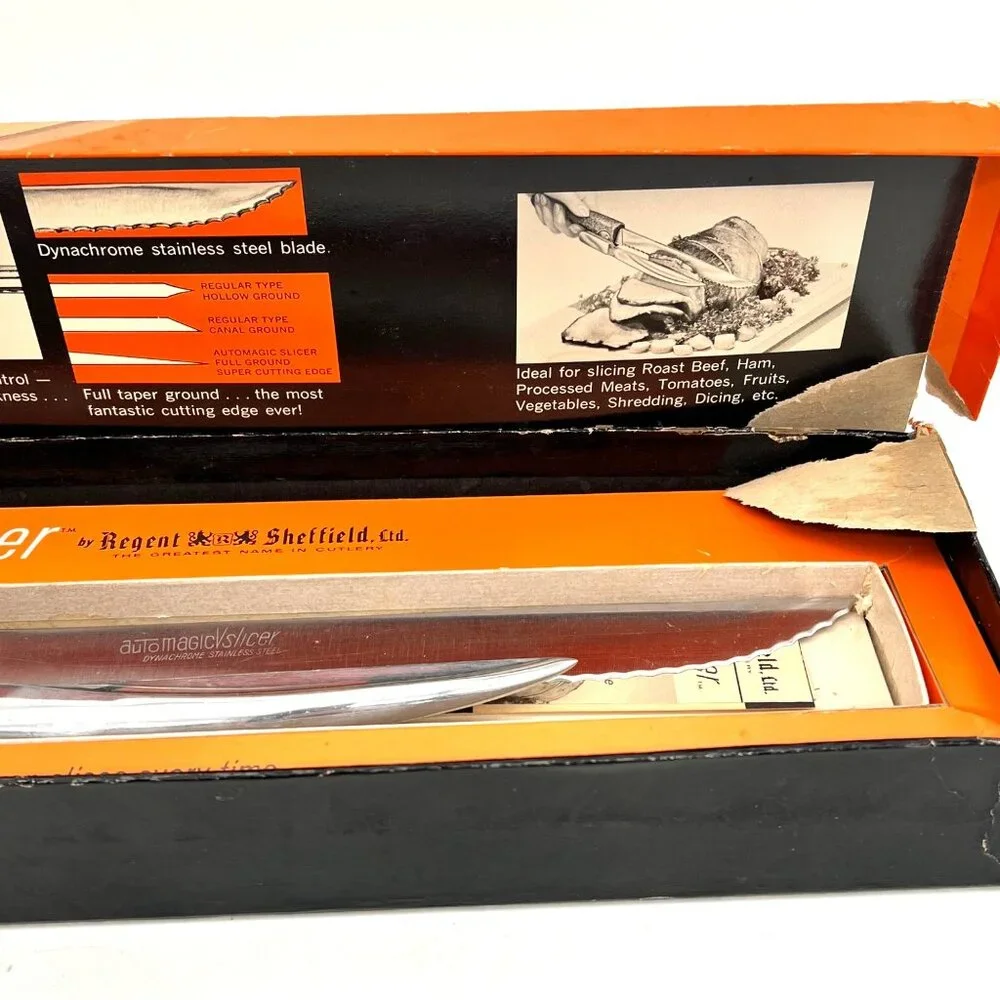 Vintage Automagic Slicer Knife Regent Sheffield Dynachrome Stainless Steel Blade